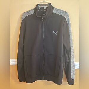 Puma Mens track Jacket Size M Black / Gray Full Zip Pockets Collared Logo
